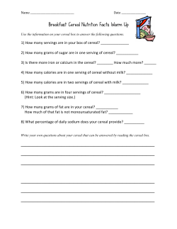 Breakfast Cereal Nutrition Facts Warm Up