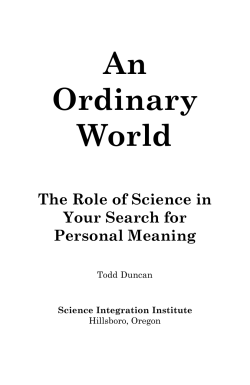 An Ordinary World: the Role of Science in Your Search for Personal