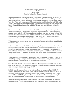 A Henry David Thoreau Thanksgiving November 23, 2014 Roger