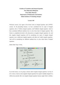Calculus of Variations and Integral Equation Prof. Dhirendra