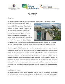 Site Visit Report Bistekville 1 Background Bistekville 1 is a 1.5