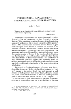 PRESIDENTIAL IMPEACHMENT: THE ORIGINAL