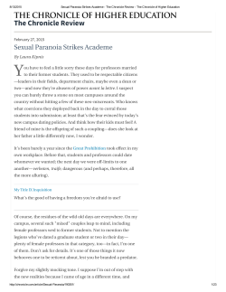 Sexual Paranoia Strikes Academe
