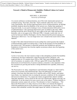 Toward A Model of Democratic Stability: Political Culture in Central