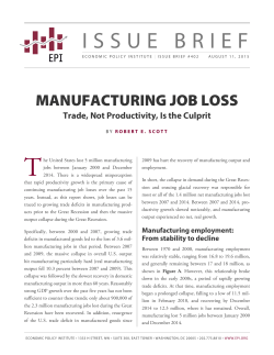 Manufacturing Job Loss: Trade, Not Productivity, Is the Culprit