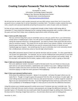 Creating Complex Passwords That Are Easy To Remember