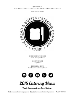 2015 Catering Menu - the Bread and Butter Catering