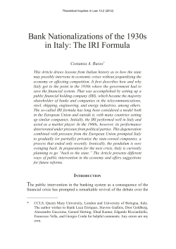 Bank Nationalizations of the 1930s in Italy: The IRI Formula