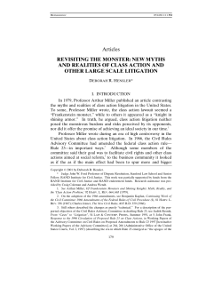 Revisiting the Monster: New Myths and Realities of Class Action and