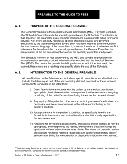 PREAMBLE TO THE GUIDE TO FEES A. 1. PURPOSE OF THE