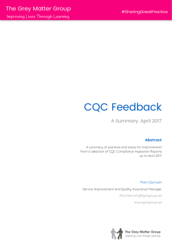 CQC Feedback &ndash; A Summary. April 2017