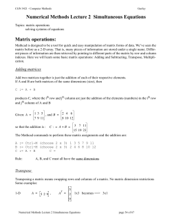 Numerical Methods Lecture 2 Simultaneous Equations