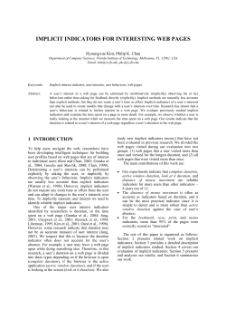 implicit indicators for interesting web pages