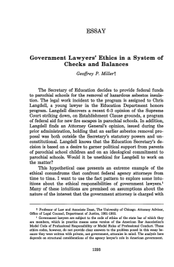 Government Lawyers` Ethics in a System of Checks and Balances