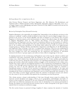 H-France Review Volume 15 (2015) Page 1