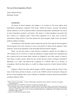 1 The case of forced migration to Brazil. Aydos, Mariana Recena