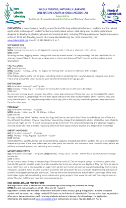 SUMMER SCIENCE CAMPS AT LAKESIDE LABORATORY
