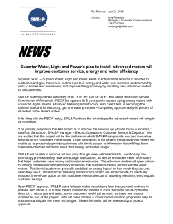 Superior Water, Light and Power`s plan to install advanced meters