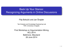 Back Up Your Stance: Recognizing Arguments in - Zemris