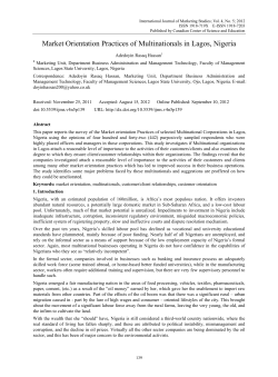 Market Orientation Practices of Multinationals in Lagos, Nigeria