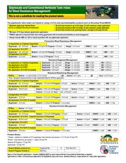 Glyphosate Conventional Herbicide Quicksheet