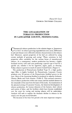 Daniel B. Good THE LOCALIZATION OF TOBACCO PRODUCTION