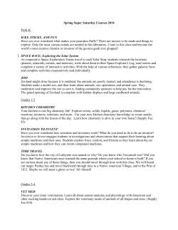 Spring Super Saturday Courses 2014 PreK-K ICKY, STICKY