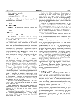 Monday, April 22, 2013 - Yukon Legislative Assembly