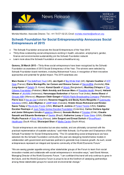 Schwab Foundation for Social Entrepreneurship Announces Social