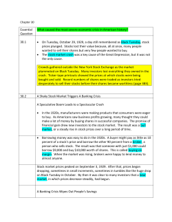 Essential Question What caused the most severe economic crisis in