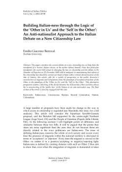 Building Italian-ness through the Logic of the `Other in Us` and the