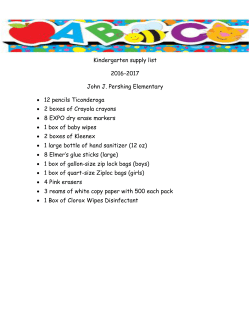 Kindergarten supply list 2016-2017 John J. Pershing