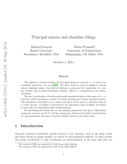 Principal minors and rhombus tilings arXiv