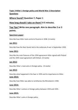 Topic 3 Hitler`s Foreign Policy Questions and Source