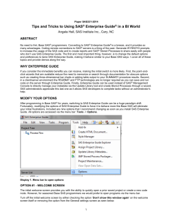 Tips and Tricks to Using SAS&reg; Enterprise Guide&reg; in