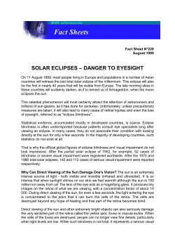 SOLAR ECLIPSES &oelig; DANGER TO EYESIGHT