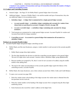 POSTING TO GENERAL AND SUBSIDIARY LEDGERS