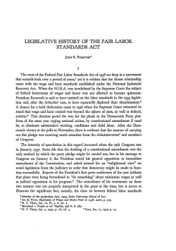 Legislative History of the Fair Labor Standards Act