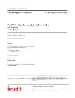 Paul Tillich : On the Boundary Between Protestantism and