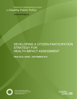 for Healthy Public Policy DEVELOPING A CITIZEN