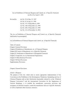 Act on Prohibition of Chemical Weapons and Control, etc. of Specific