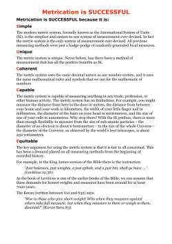 Metrication is SUCCESSFUL