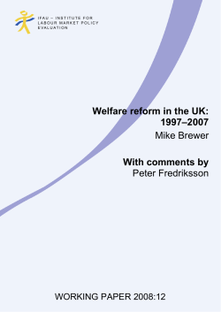 Welfare reform in the UK: 1997-2007