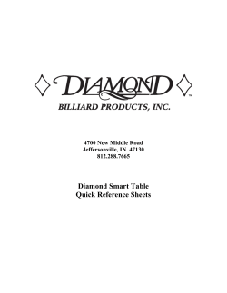 Diamond Smart Table Manual - Diamond Billiard Products