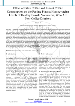Effect of Filter Coffee and Instant Coffee Consumption