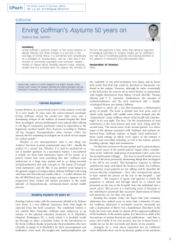 Erving Goffman`s Asylums 50 years on