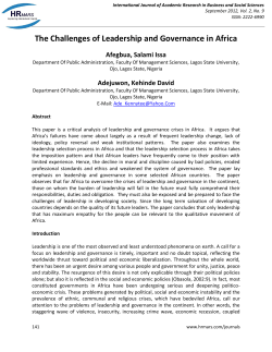 The Challenges of Leadership and Governance in Africa
