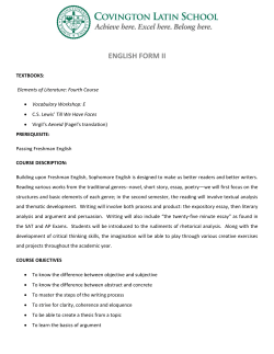 english form ii - Covington Latin School