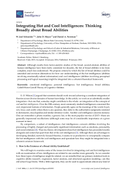 Integrating Hot and Cool Intelligences: Thinking Broadly about