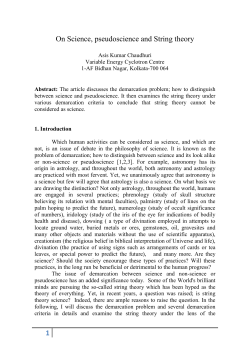 1 On Science, pseudoscience and String theory